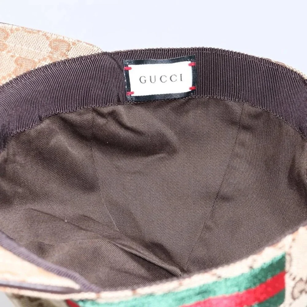 GUCCI GG Canvas baseball Cap M Beige Red Green 200035 Auth am9353 - Picture 13 of 14